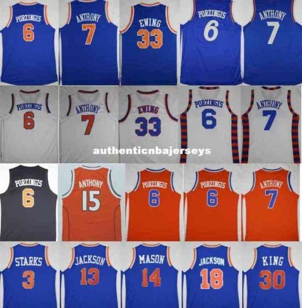 Baloncesto 6 Kp Jerseys 7 Ca 3 John Starks 33 Patrick Ewingphil Jacksonmark Jackson College Throwback Shirt5731282