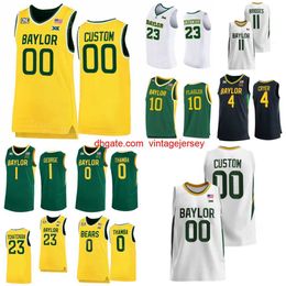 Basketball Baylor Bears College Jersey 10 Makai Mason 20 Manu Lecomte 15 Johnathan Motley 2 Taurean Prince 55 Pierre Jackson Vert Blanc Cousu NCAA