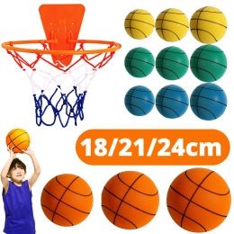 Basketball rebondissant Mute Ball 18/21 / 24 cm mousse silencieuse Basketball intérieur Ball Silent Pat Basketball Toddler Toddler Toys Air Bounce Basketball