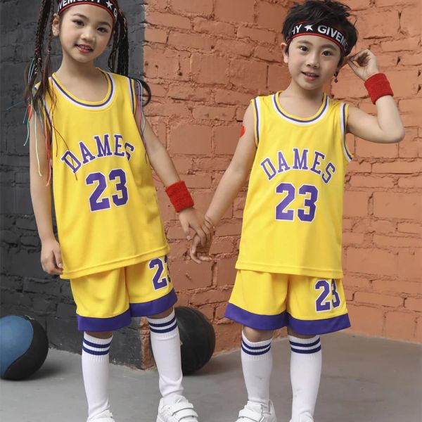 Basketball Children Basketball Jersey Suit Boy Girl 2023 Summer Sans Shevel Vest Shorts Quickdry School Class Basketball Uniforme Tenue