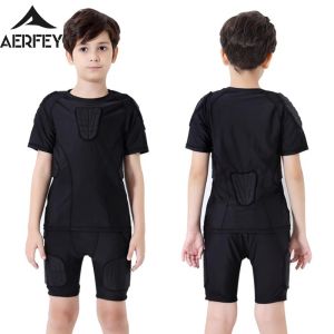 Basketball Children's Boy épaississer la chemise sportive Football Football Basketball Basket Basket Gear Toit Rible Armure Hip Back Protector Crash Suit