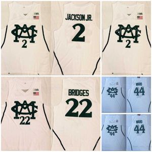 Basketball College 2 Jaren Jackson Jr Jerseys 44 Emma Ward 22 Miles Bridges University Team Wit Wit All Stitched Shirt for Sport Fans Ademende uniforme NCAA