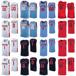 Basketball College 21 Dyshawn Pierre Jerseys Dayton Flyers 0 Rodney Chatman 0 Josh Cunningham 1 Kevin Dillard 1 Darrell Davis Negro Rojo Azul Blanco Cosido en la Universidad