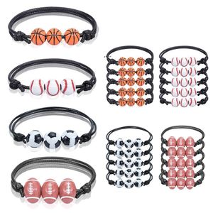 Basketball Football Rugby Baseball Pendentifs Tennis Charme Bracelets pour Hommes Femmes À La Main Réglable Sport Bracelet BBC116