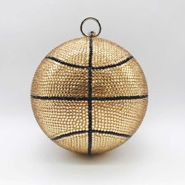 Sac de basket-Ball plein de diamants, boule de cristal dorée, Mini stéréo rond, portable pour femmes, 231108