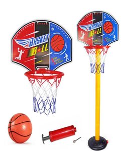 Basketbalringset voor kinderen Verstelbare draagbare basketbalstandaard Sportgame Speelset Netbal en luchtpomp Peuterbaby Sport1818861
