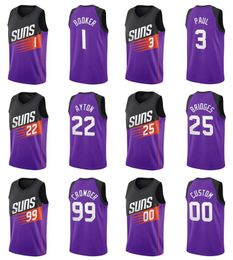 Basketbal Jersey Chris Paul # 3 Devin Booker # 1 Ayton # 22 Bruggen # 25 Crowder # 99 Shamet # 14 PhoenixCity Jerseys Mannen Jeugd S-XXL Op voorraad