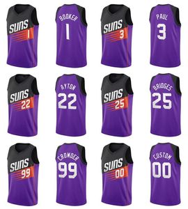 Basketbal Jersey Chris Paul # 3 Devin Booker # 1 Ayton # 22 Bruggen # 25 Crowder # 99 Shamet # 14 PhoenixCity Jerseys Mannen Jeugd S-XXL Op voorraad