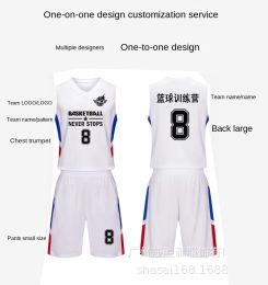 Basketball jersey aangepast basketbal trainingspak logo print volwassene en kinderkleding sport vest basketbal jersey sets groot formaat