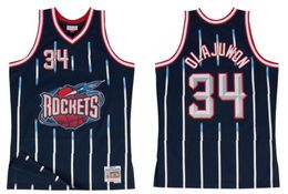 Basketbalshirt Hakeem Olajuwon Houston''Rockets''retro blauw rood Mitchell Ness Heren S-XXL Sport city jersey