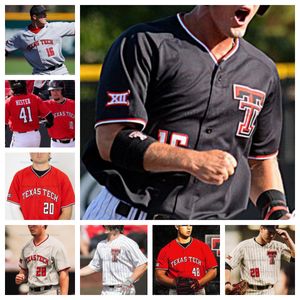 Jersey de baseball Texas Tech TTU College Hommes Femmes Jeunes Enfants Tout cousu 2 Gage Harrelson 3 Tracer Lopez 4 Kevin Bazzell 13 Gavin Kash 15 Will Burns 20 Austin Green