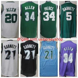 Basketball jersey vintage basketbal ray allen jersey retror 20 Kevin Garnett 5 21 Paul Pierce 34 Jezus shuttlesworth gestikte kleur groen w