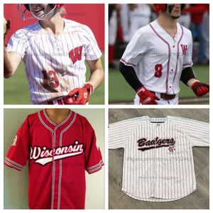 Jersey de baseball Wisconsin Badgers Nate Reuvers College Joe Hedstrom Walt McGrory Brevin Pritzl Aleem Ford Steven Crowl Ben Carlson Hommes Femmes Jeunes Enfants