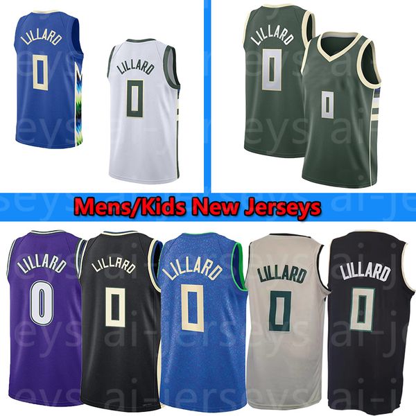 Basketball Jerseys 0 Lillard Ed Mens Youth Kids Kids Size S M L XL 2XL