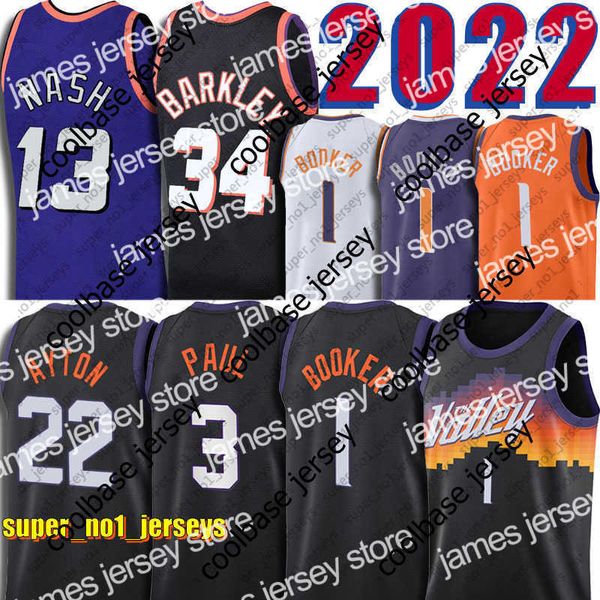 Basketball Jerseys 2022 DeAndre 22 Ayton Phoenixs Sun Chris 3 Paul Jersey Steve 13 Nash Retro Charles 34 Barkley Basketball Devin 1 Booker