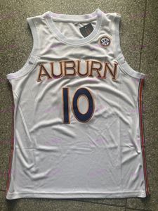 Maillots de basket-ball Auburn #10 Jabari Smith College, maillot de basket-ball cousu blanc, chemise de qualité supérieure