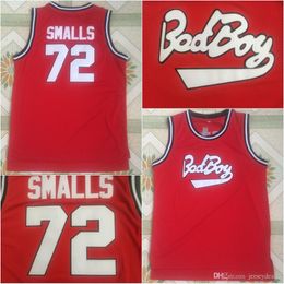 Camisetas de baloncesto Bad Boy Notorious Big #72 Biggie Smalls Película Camiseta de baloncesto 100% cosido Rojo S-3XL Envío rápido