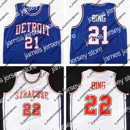 Camisetas de baloncesto Camisetas de baloncesto Custom Retro Dave Bing # 21 # 22 College Syracuse Orange Basketball Jersey Hombre Cosido Blanco Azul Cualquier Nombre Número Tamaño