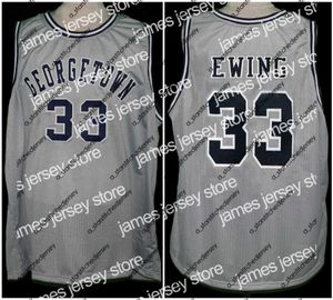 Maillots de basket-ball Georgetown Hoyas College Patrick Ewing # 33 gris rétro maillot de basket-ball pour homme cousu sur mesure n'importe quel numéro