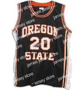 Basketball Jerseys Cheap Custom Retro # 20 Gary Payton Oregon State Beavers Basketball Jersey Men's Black Orange cousu toute taille 2xs-3xl 4xl 5xl Nom