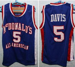 Camisetas de baloncesto College Baron 5 Davis Jersey retroceso vintage malla cosida bordado azul naranja hecho a medida tamaño s5xl