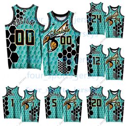 Basketbal jerseys Custom 3D Printing Basketball Teal Jerseys Exclusieve editie 20 Gordon Hayward 12 Kelly Oubre Jr. 24 Mason Plumlee 5 Mark Williams 1 Lamelo