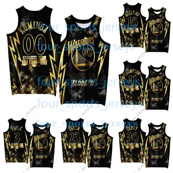 Maillots de basket-ball Impression 3D personnalisée Basketball Black 2022 Gold Program Champions Exclusif Stephen Curry Klay Thompson Andrew Wiggins Draymond Green Poole