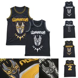 Basketballerseys Custom Black Panther Basketball Jersey Wakanda T'challa Killmonger Men Sportkleding Basketbal Vest Shirt Hoge kwaliteit gestikt
