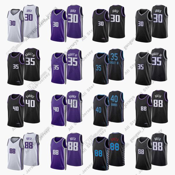 Camisetas de baloncesto Impreso a medida 2022 Camisetas de baloncesto de New City Jones 35 Marvin 30 Damian Bagley III Barnes 88 Neemias 40 Harrison Queta Azul Blanco Negro