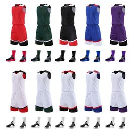 Basketball jerseys hondendrager 301 dubbelzijdig pak set volwassen game team jersey heren diy gedrukte maat m-5xl