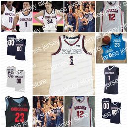 Camisetas de baloncesto Gonzaga Bulldogs Camiseta de baloncesto 22 Anton Watson 0 Julian Strawther c2 Drew Timme 11 Nolan Hickman 45 Rasir Bolton 13 Malachi Smith Hunter