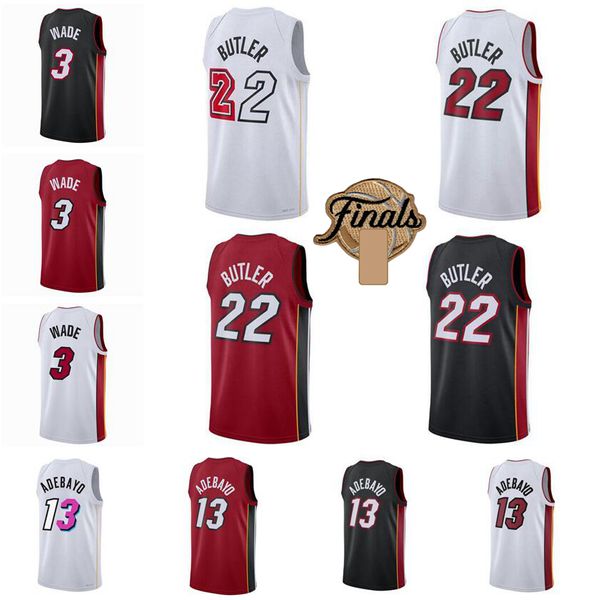 Maillot de finale Jimmy Butler Maillot de basket-ball 3 Wade 13 Adebayo 2023 Maillot de ville finale Homme Jeunesse S-XXL