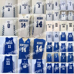 Basketbalshirts Kentucky Wildcats 0 De'Aaron Fox College basketbalshirts Devin 1 Booker 3 Edrice Ado Tyrese Maxey John Wall Anthony 23 Davis DeMarcus 15