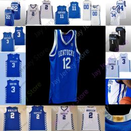 Maillots de basket-ball Kentucky Wildcats Maillot de basket-ball NCAA College Antonio Reeves CJ Fredrick Jacob Toppin Cason Wallace Livingston Onyenso