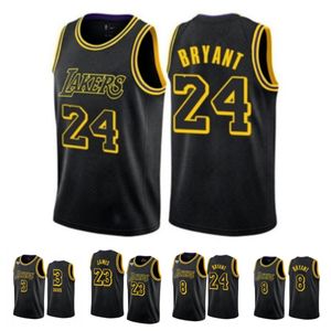 Maillots de basket-ball Lebron 23 James Anthony 3 Davis 8 24 Bryant Los Angeles Lakers Hommes Black Mamba