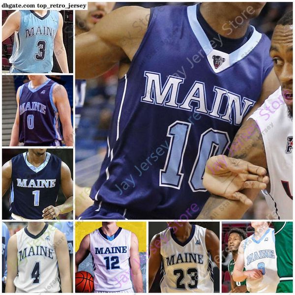 Maillots de basket-ball Maine Black Bears Basketball Jersey NCAA College 25 Sergio El Dar 0 Andrew Fleming 5 Nedeljko Prijovic 3 Vilgot Larsson 10 Stephane Ingo