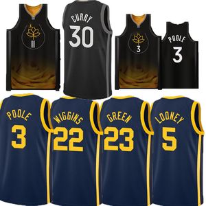 Camisetas de baloncesto Hombres Camiseta de baloncesto Stephen Curry James Wiseman Poole Draymond Green Klay Thompson Andrew Wiggins Kevon Looney Moses Moody Jonathan