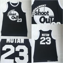 Maillots de basket-ball Tournoi pour hommes Shoot Out Birdmen # 23 Motaw Movie Maillot de basket-ball 100% cousu au-dessus de la jante Moive Noir S-3XL Expédition rapide