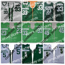 Basketbal jerseys NCAA College 5 Cassius Winston 22 Miles Bridges Green 23 Draymond Green Johnson 45 Denzel Valentine White University