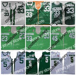 Maillots de basket-ball NCAA College 5 Cassius Winston 22 Miles Bridges Green 23 Draymond Green Johnson 45 Denzel Valentine White University