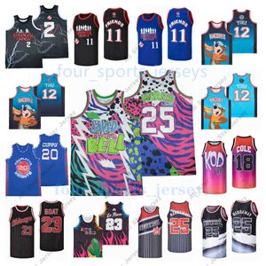 Camisetas de baloncesto Película de la NCAA Camisetas de baloncesto Stranger Things Eleven Vancouver Yogi Teal Cole Stephen Curry Cabra Hardaway Morris Hombres Tamaño S - XXL Alto