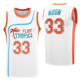 Basketball Jerseys Retro Flint Tropics Basketball Jersey - Jackie Moon # 33 Coffee Black # 7 Ed Monix # 11 - Uniforme sportif inspiré du film pour hommes