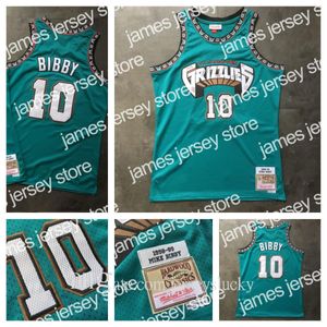 Maillots de basket-ball Retro Men Basketball JerseysMemphisGrizzlies10 Mike Bibby Mitchell Ness Hardwoods Classics 1998-99 Maillot brodé vert