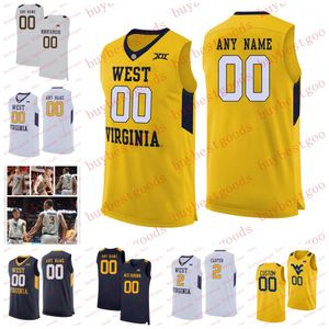 Basketballerseys naaien aangepaste West Virginia Mountaineers Basketball Jersey 35 Bob Huggins 32 James Okonkwo 21 Wesley Harris Blank Jerseys