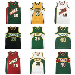 Basketball Jerseys Summer Jersey Supersonic 35 # Durant Broidered Uniforme 20 # 40 # gilets sportifs féminins masculins