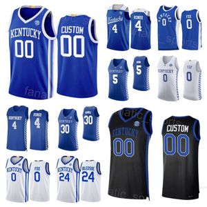 Basketbal Kentucky Wildcats College 5 Malik Monk Jerseys 0 Deaaron Fox 30 Julius Randle 24 Eric Bledsoe 4 Rajon Rondo University Embroidery NCAA Aangepaste naamnummer