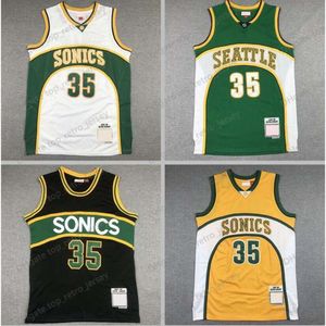 Basketball Kevin Durant blanc jaune vert classics rétro hommes femmes jeunes S-xxl Sport Jersey
