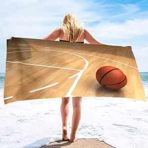 Grande serviette de plage de basket-ball, serviette de bain surdimensionnée douce et à séchage rapide serviette en microfibre douce pour les filles sportives adolescents adultes hommes