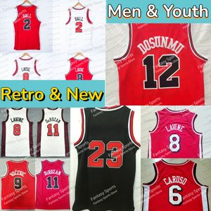 Basketbal Michael Lonzo 2 Ball Jersey Demar 11 DeRozan Retro Zach 8 Lavine Alex 6 Caruso Men Retro Mens genaaid shirts Boys Youth