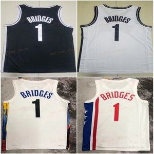 Basketbal Mikal Bridges Jersey 1 Man City Ben 10 Simmons Borduursel Verdiend Icoon Zwart Wit